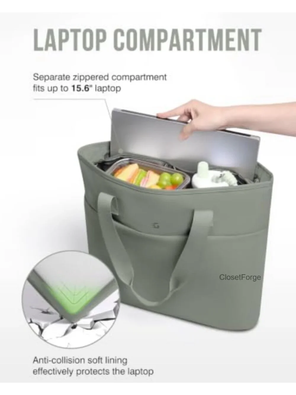 Insulated Cooler Tote Bag with 15.6